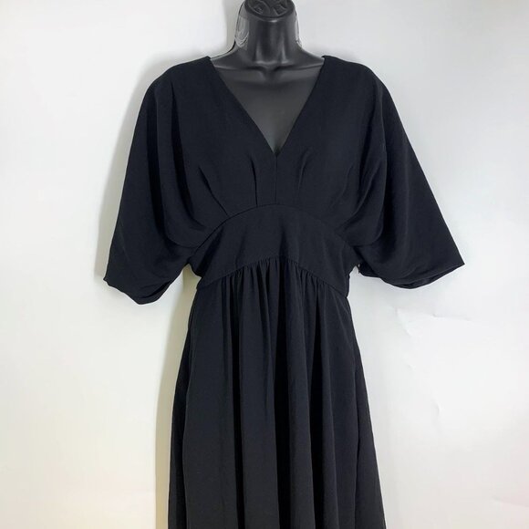 Alexia Admor V- Neckline Black Lined Pocket Dress Size 6 - Picture 3 of 14